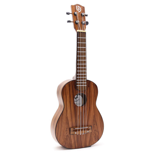 Alt Tag: Artisan Made Ukulele – Classic Natural Finish (4 String), 4-string natural wood ukulele front view with tuning pegs and fretboard