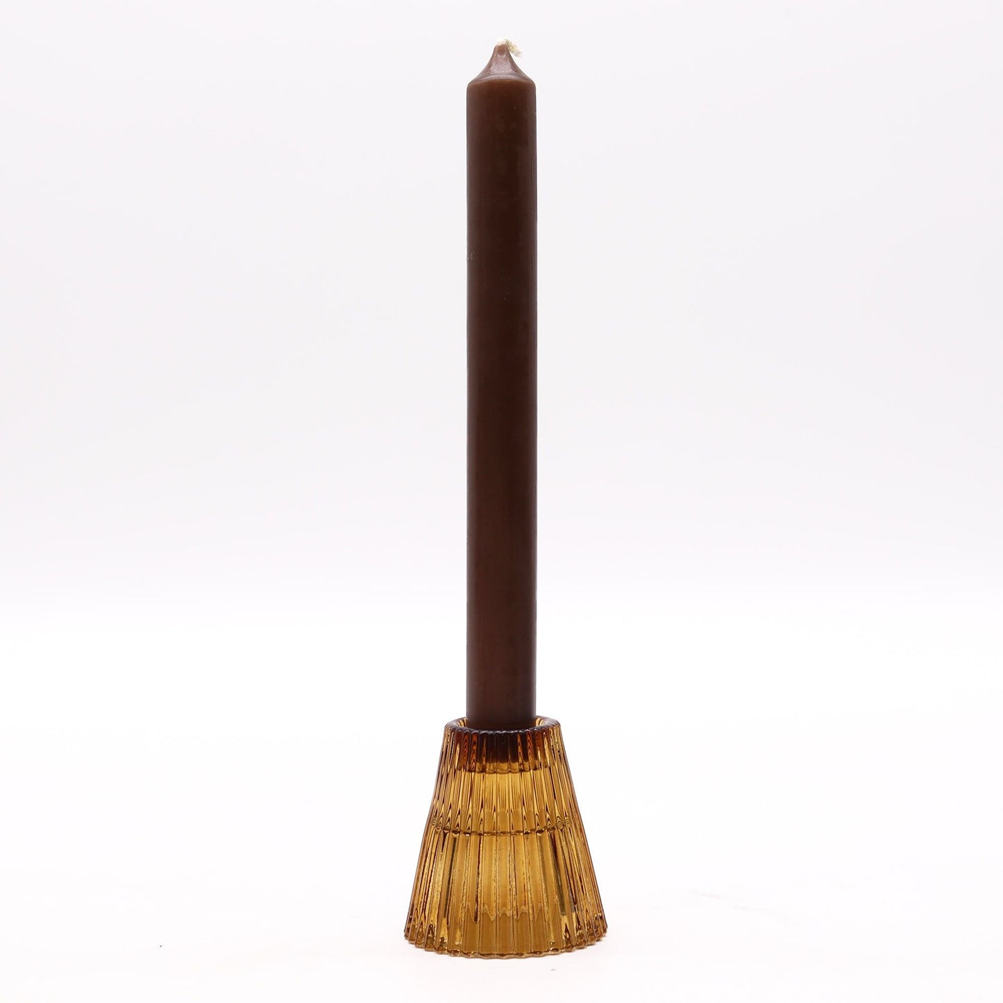 Antique Amber Glass Candle Holders – Set of 2