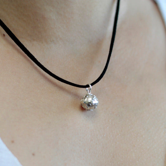 Sterling silver angel bell pendant, 16mm prosperity chime, handcrafted in Bali from 925 silver jewelry