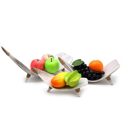 Coconut Leaf Fruit Bowl Set – Whitewash