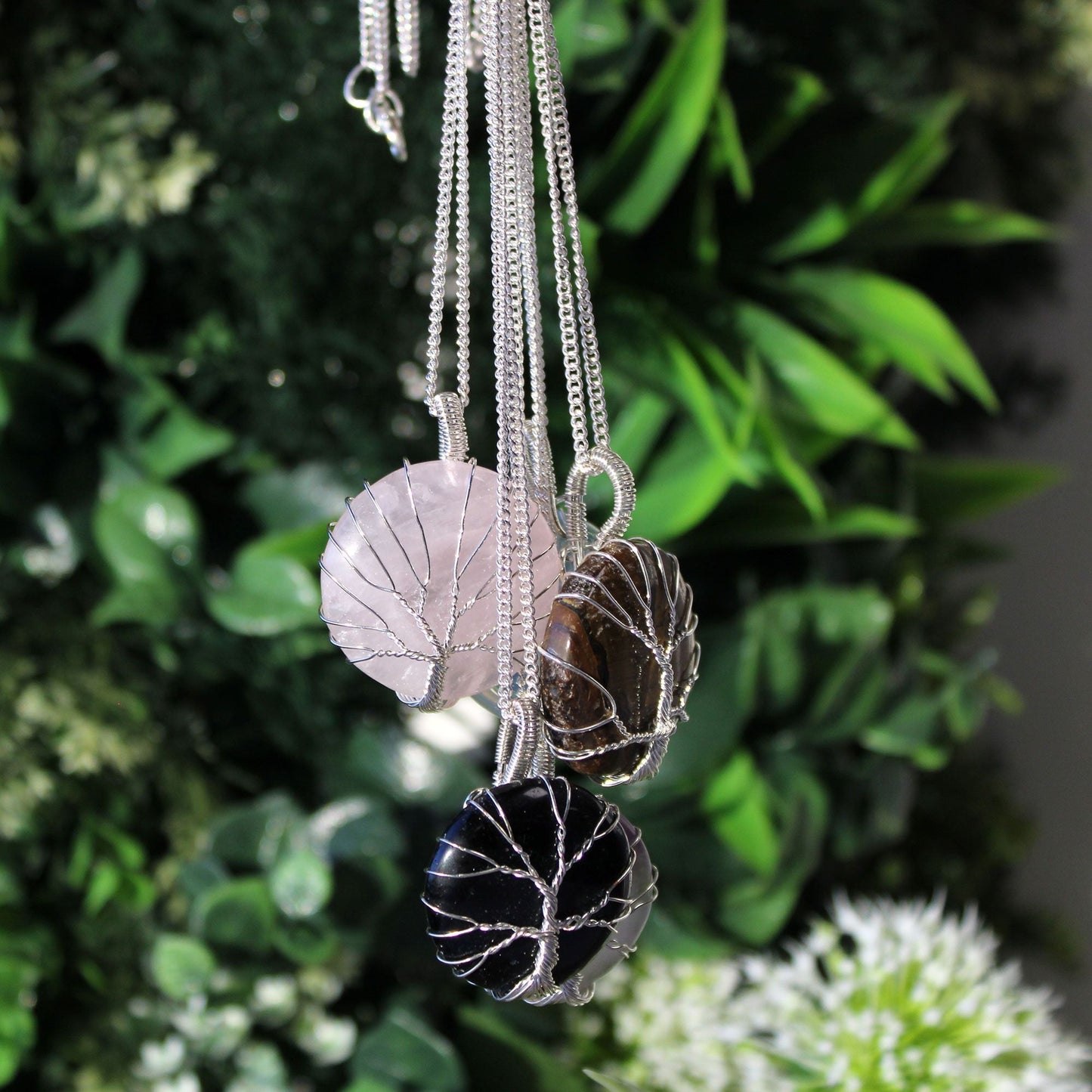 Silver Plated Tree of Life Necklace – Tiger Eye