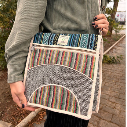 Hemp & Cotton Laptop Messenger Bag – Curves Edition