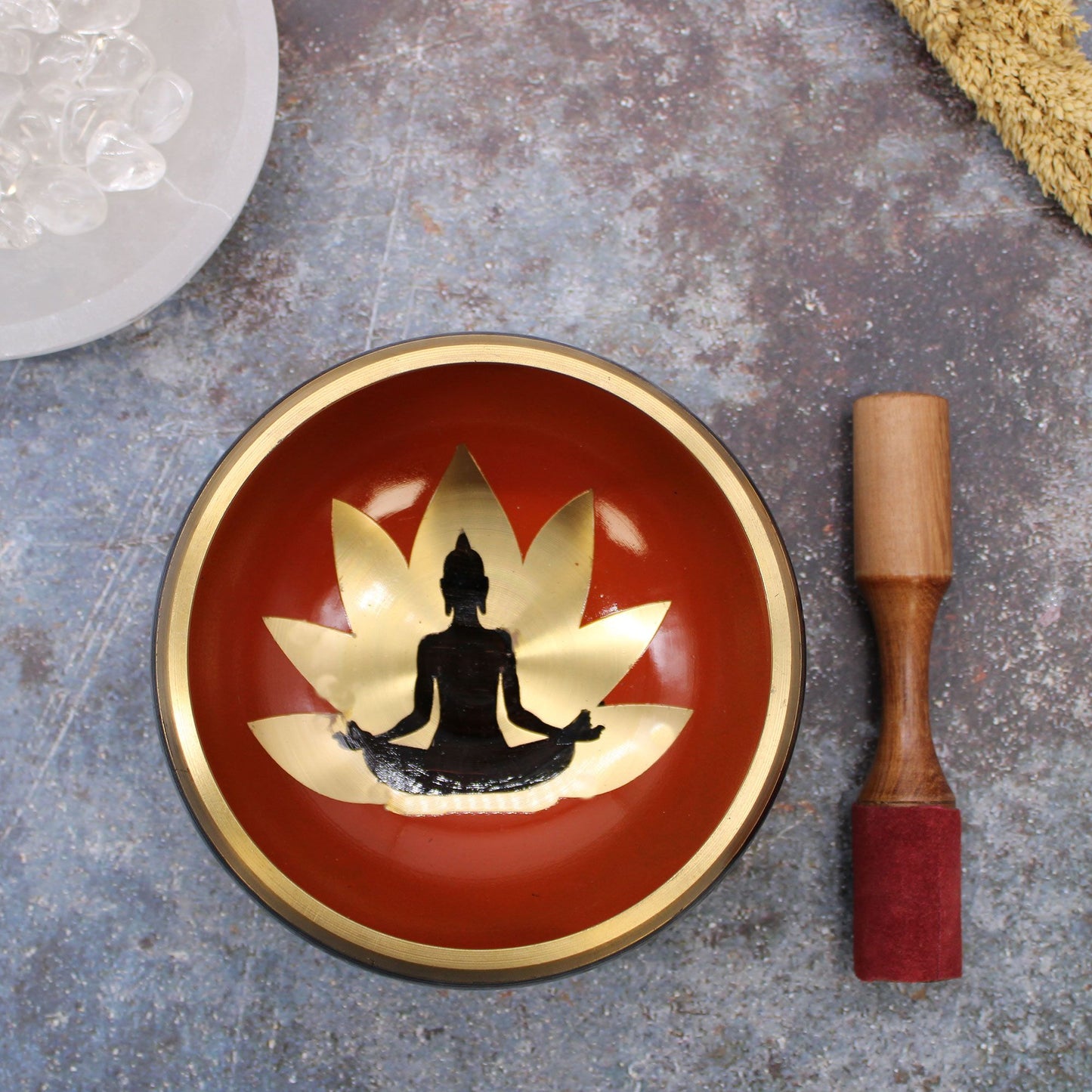 Large Buddha Singing Bowl Set – Black/Orange 14 CM