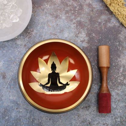 Large Buddha Singing Bowl Set – Black/Orange 14 CM