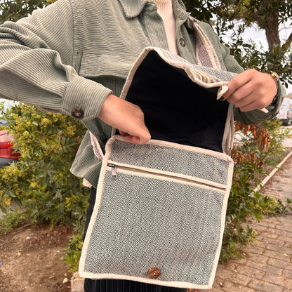 Hemp & Cotton Laptop Messenger Bag – Curves Edition