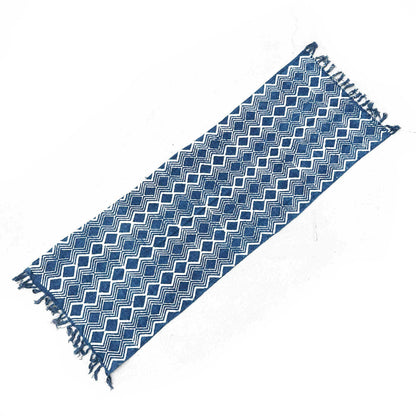 Handmade Indigo Runner – 170 × 60 CM – Heerak Pattern