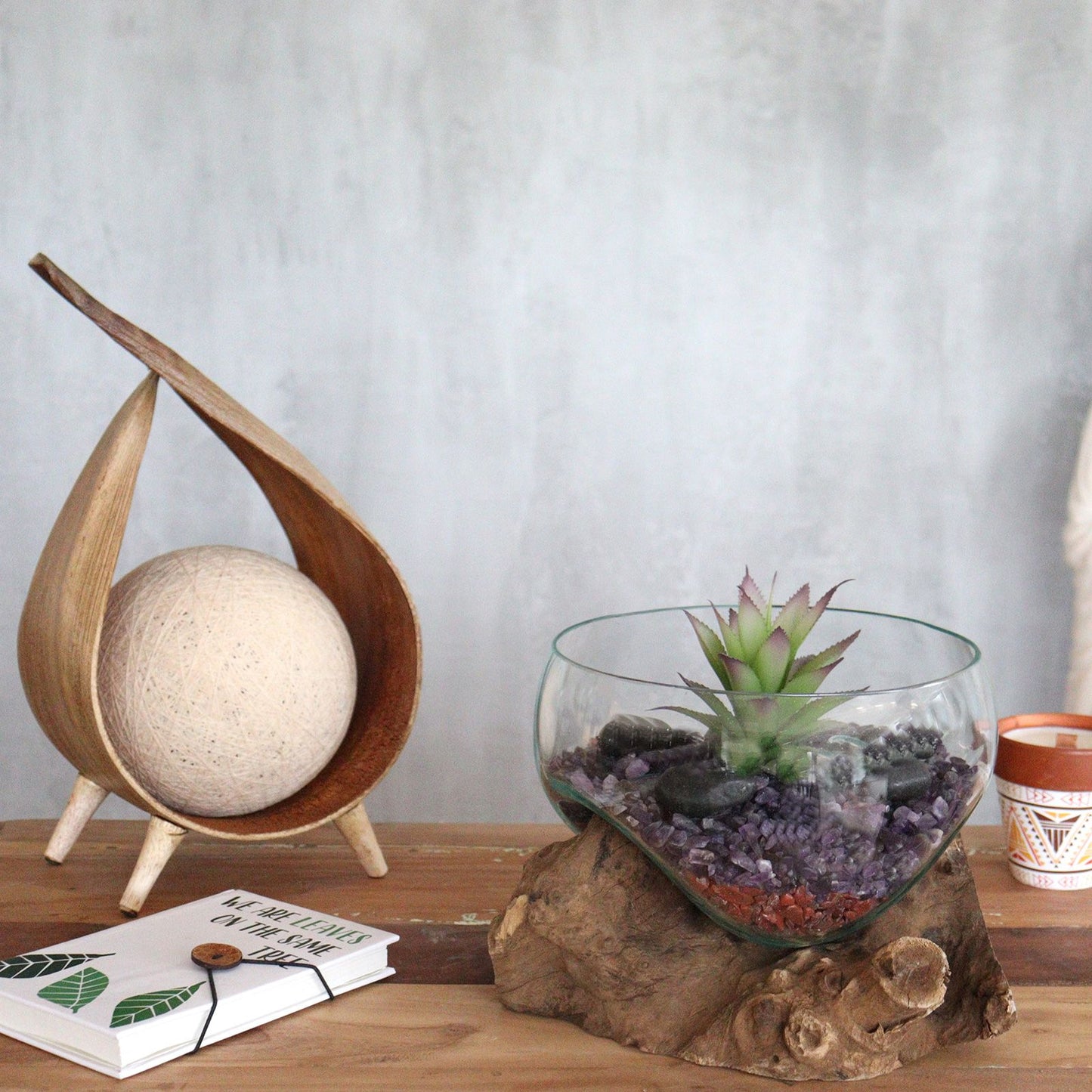 Molten Glass on Wood – Open Large Bowl