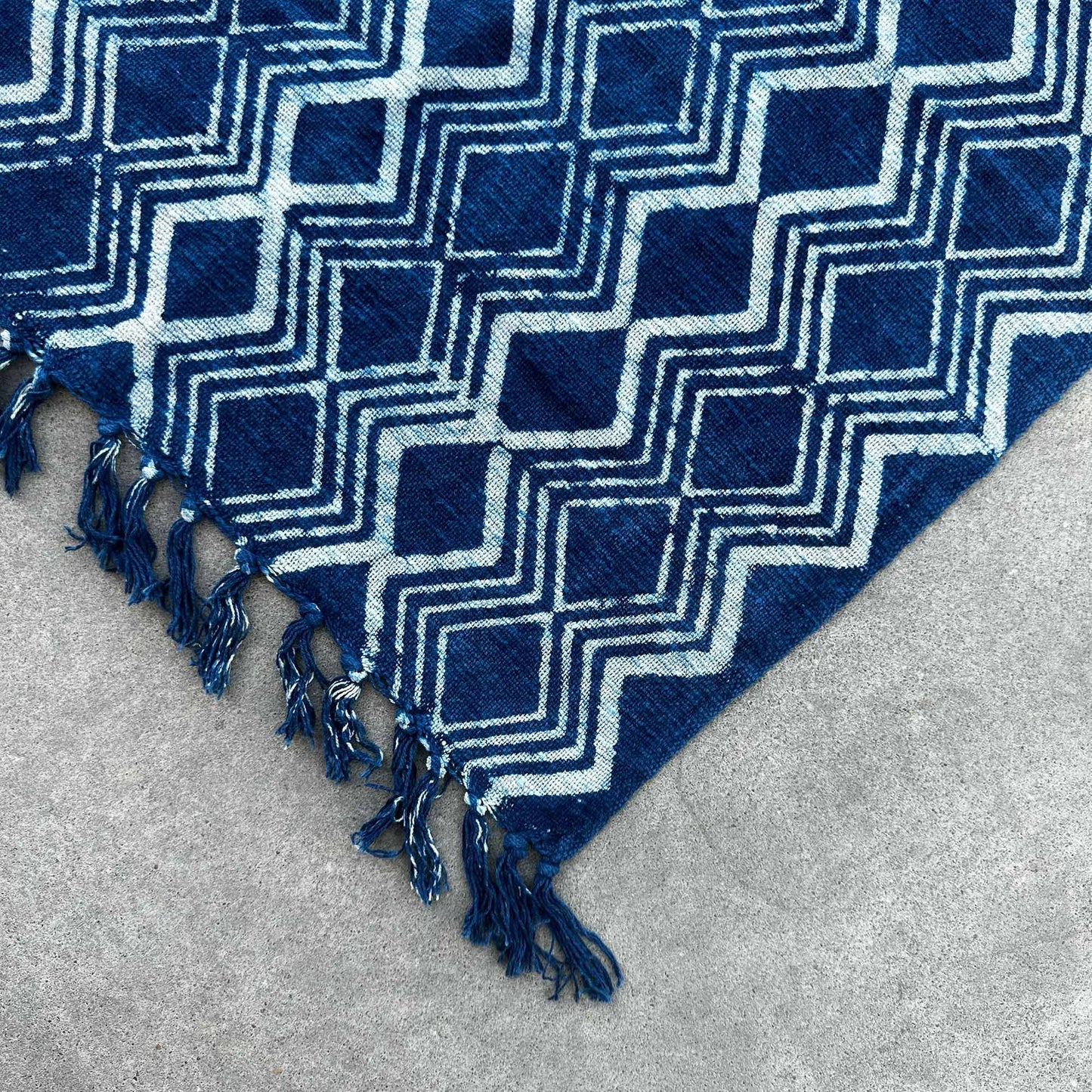 Handmade Indigo Runner – 170 × 60 CM – Heerak Pattern