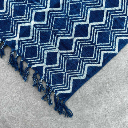 Handmade Indigo Runner – 170 × 60 CM – Heerak Pattern