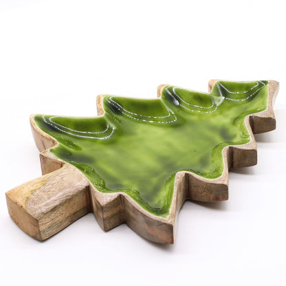 Enamel Mango Wood Tree Bowl – 25x19 CM