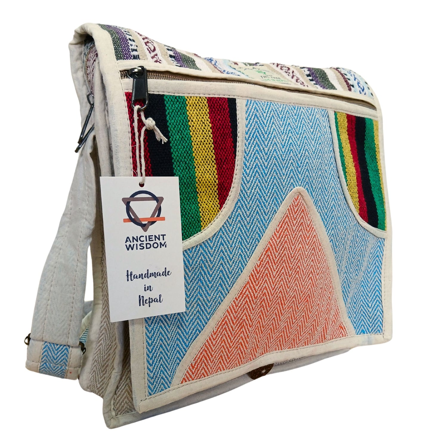 Hemp & Cotton Laptop Messenger Bag – Triangle Design