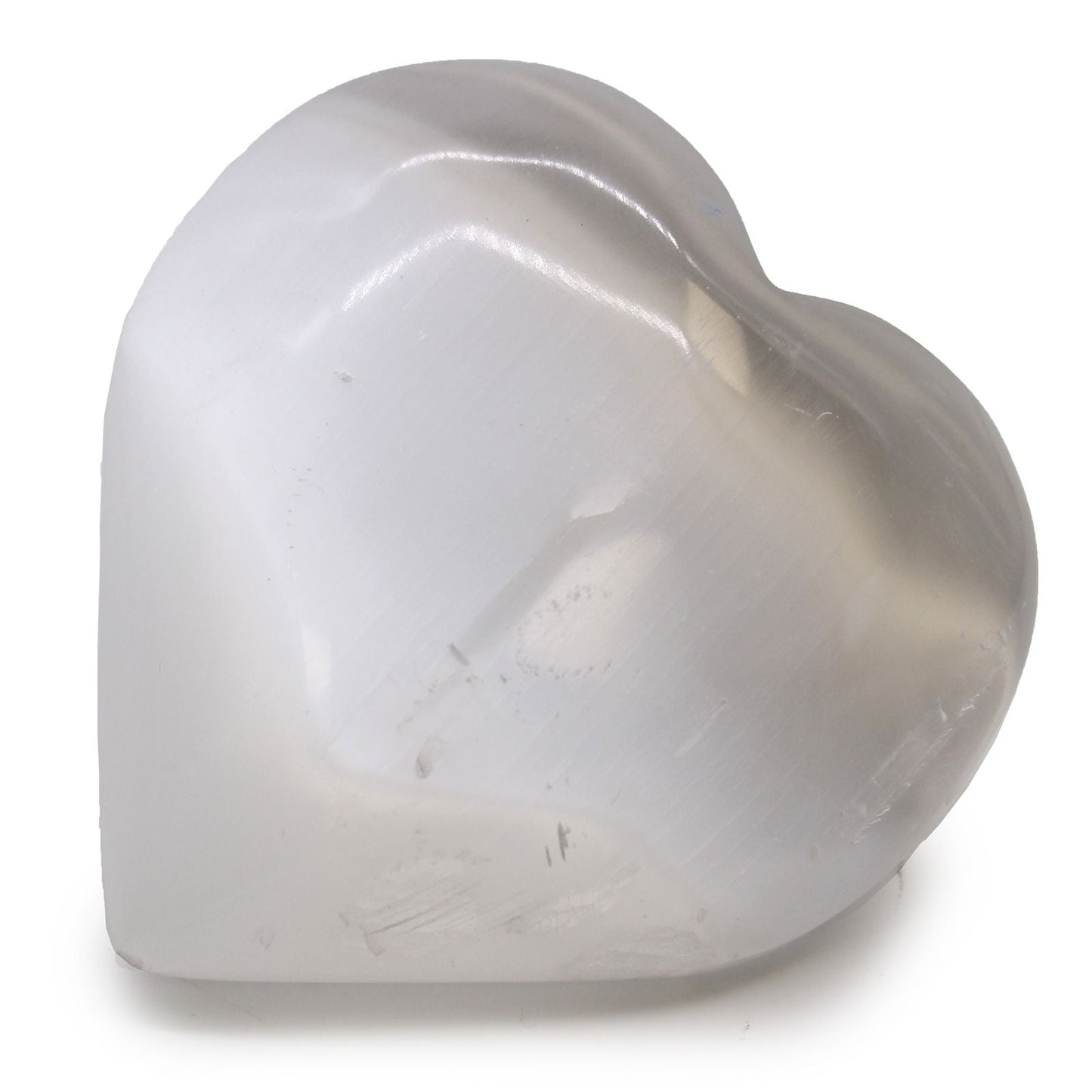Radiant selenite heart crystal, 10 cm, white polished Moroccan selenite decor piece for meditation and home styling