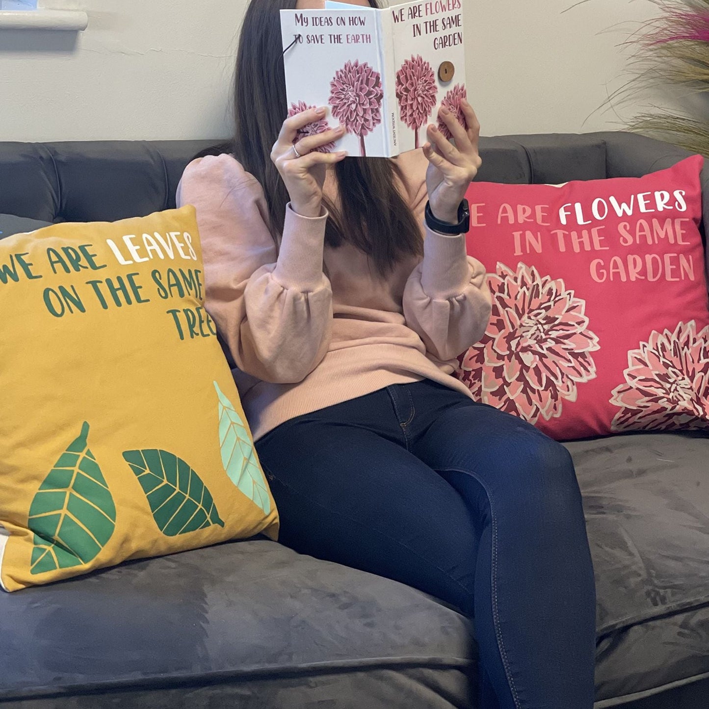 Natural Cotton Cushion Cover – We Are Leaves, 45x45 CM