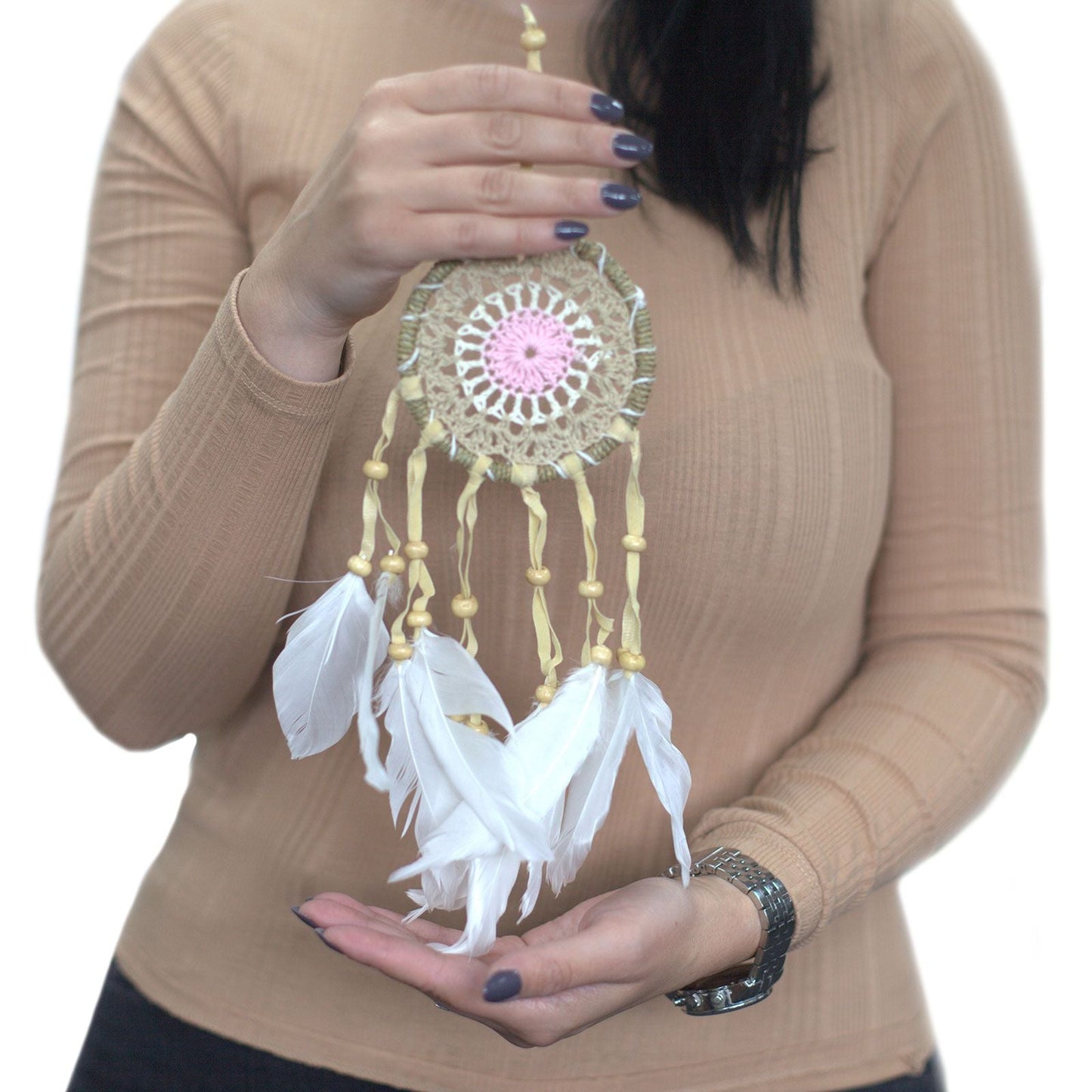 Pastel Pink Cotton Dream Catcher – 9CM