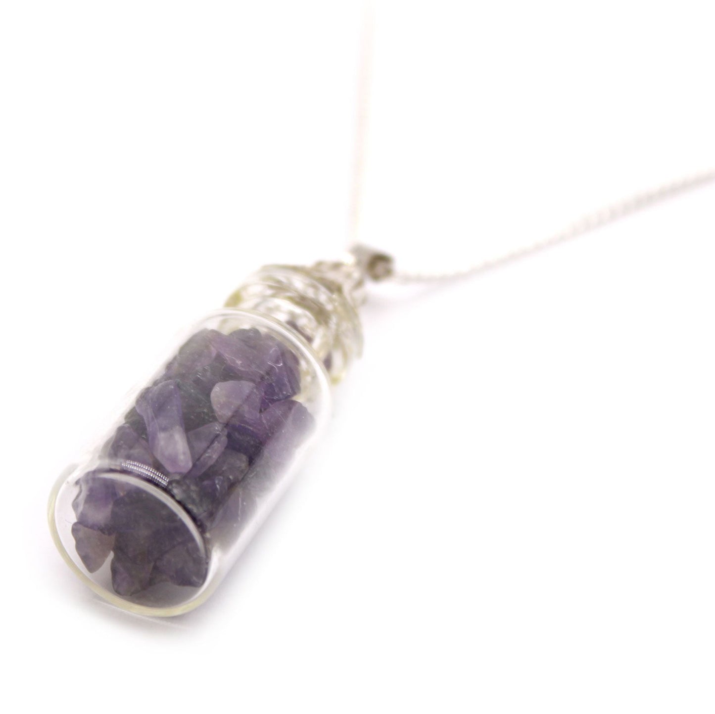 Amethyst Bottled Gemstones Necklace – Natural Stone