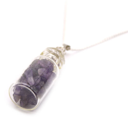 Amethyst Bottled Gemstones Necklace – Natural Stone