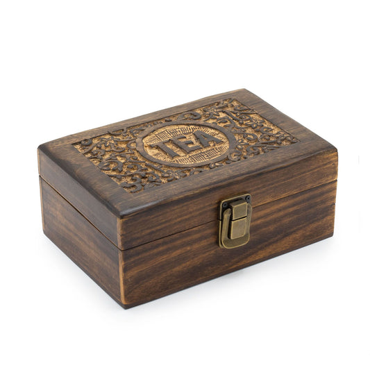 Mango Carved Tea Box (6 Compartments) – 23 × 15 × 9.5 CM