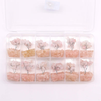 Mini Ädelstensträd på Orgonitbas – Rosenkvarts (15 stenar)