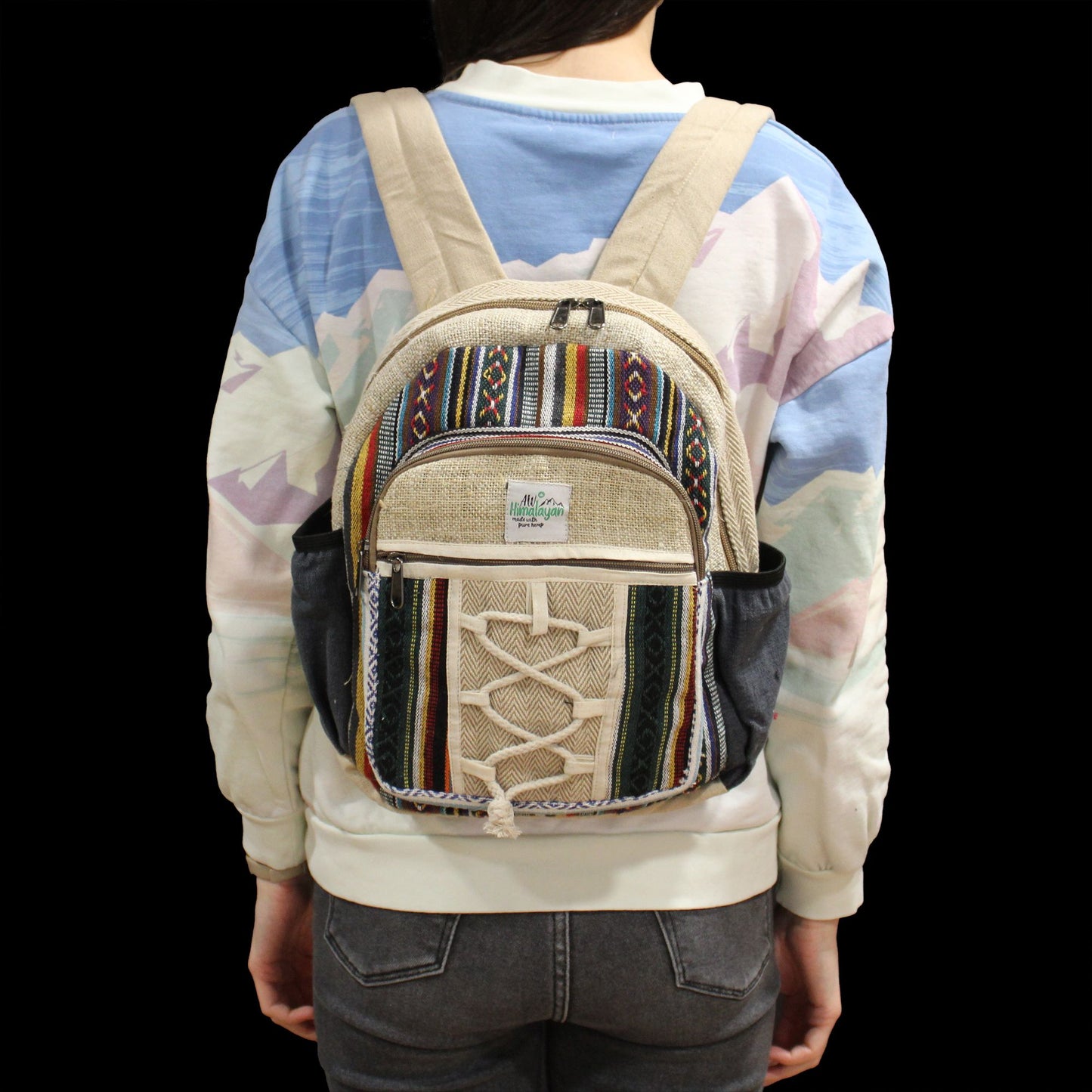 Small Hemp Backpack – Rope & Pockets Style
