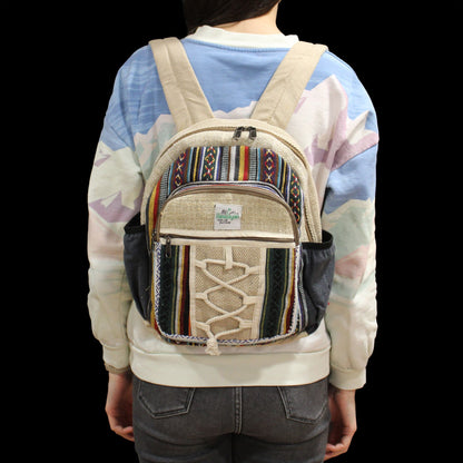 Small Hemp Backpack – Rope & Pockets Style