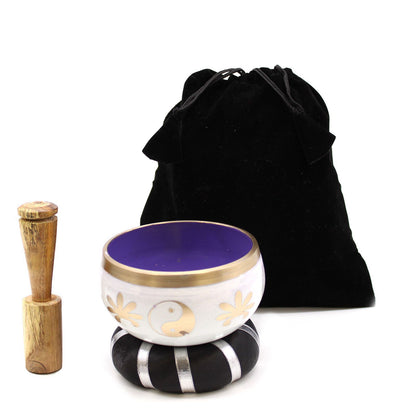 Yin & Yang Singing Bowl Set – White/Purple – 10.7 CM