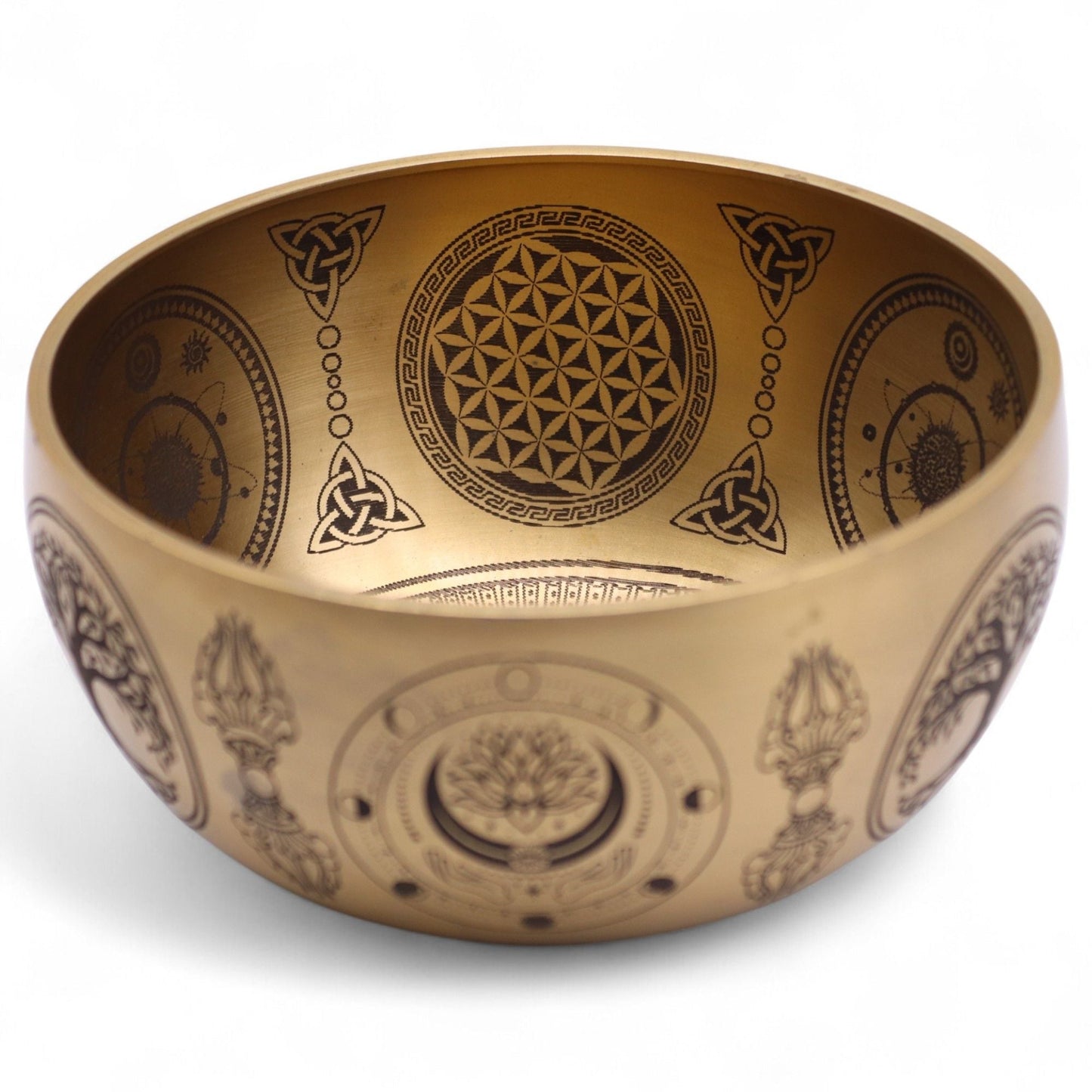 Brass Etched Buddha Singing Bowls – Set of 4, 3.85 KG