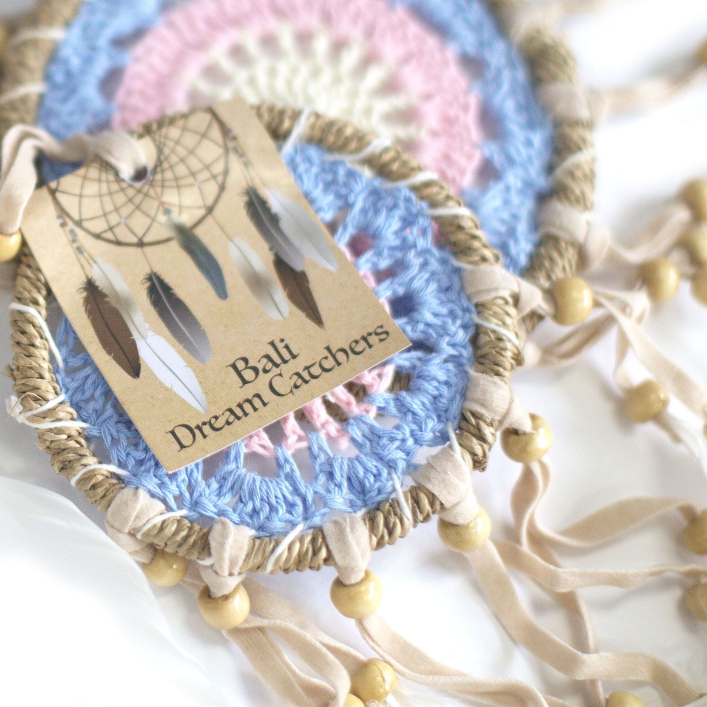 Pastel Blue Cotton Macramé Dream Catcher – 9 CM