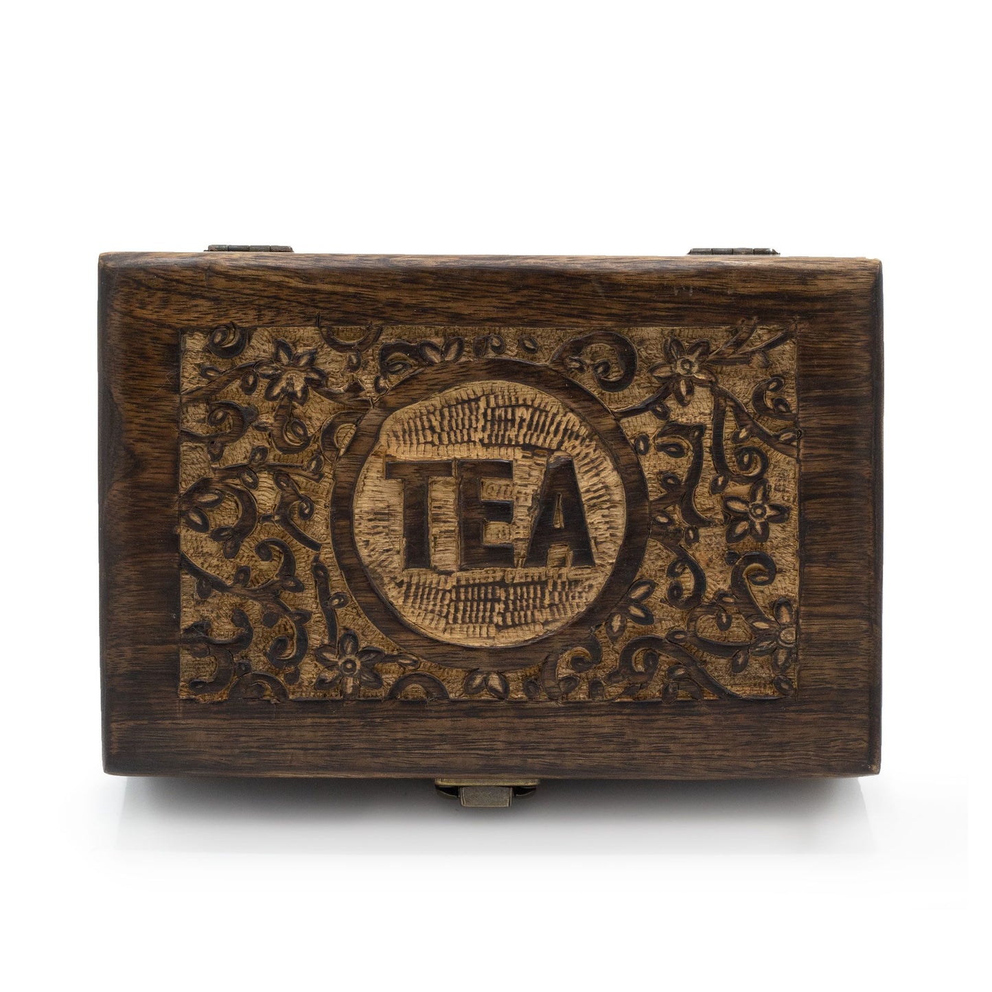 Mango Carved Tea Box (6 Compartments) – 23 × 15 × 9.5 CM