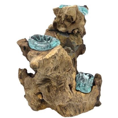 Recycled Glass Triple Candle Holder – Gamal Wood