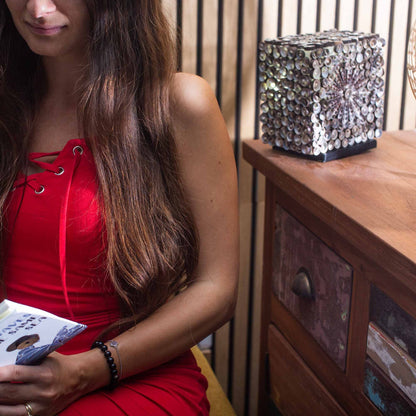 Boho havsskal lampa - ros globe - 15cm