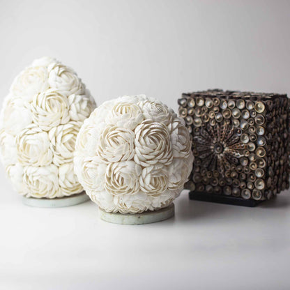 Boho havsskal lampa - ros globe - 15cm