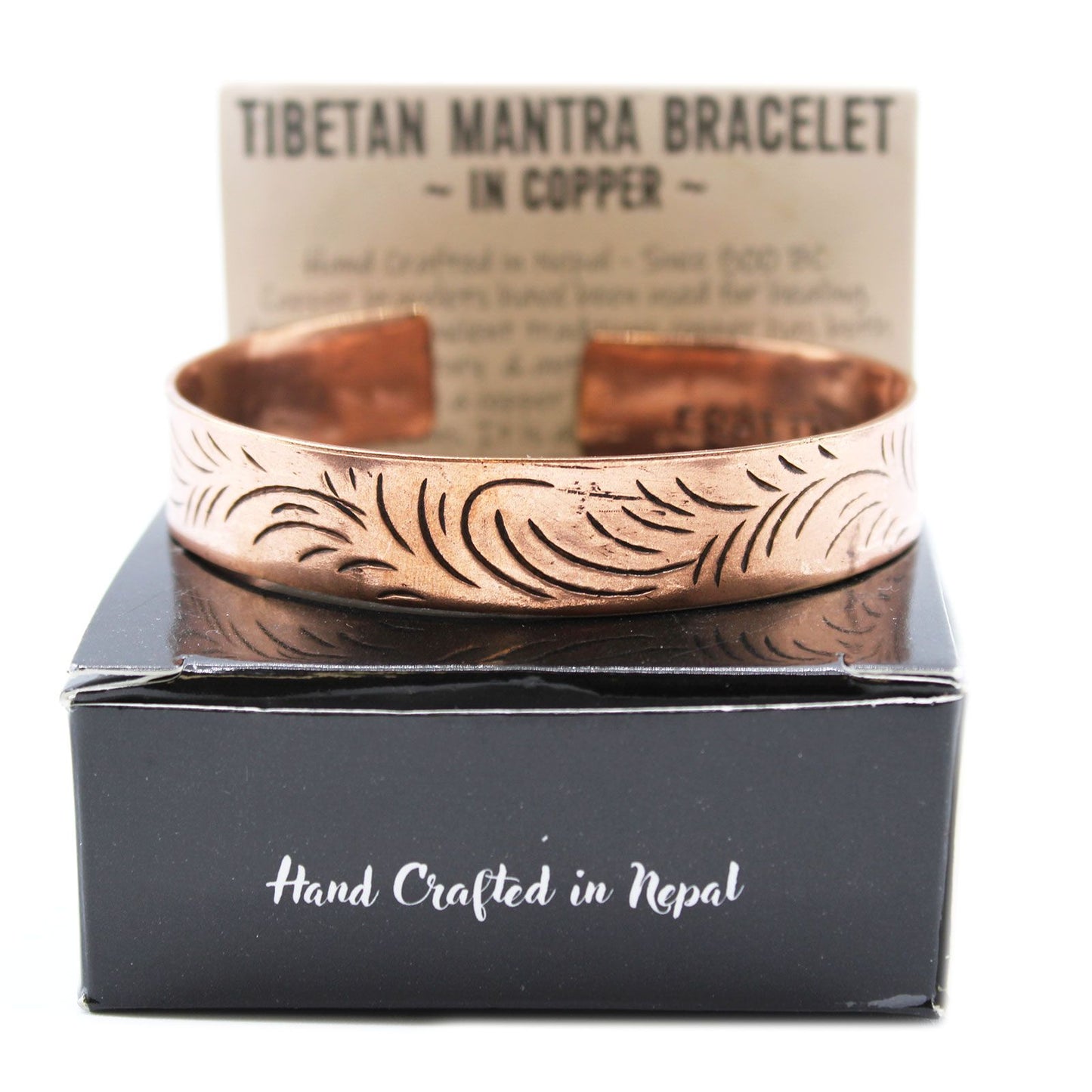 Copper Tibetan Bracelet – Wide Tribal Swirls