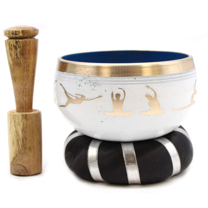 Brass Tibetan Singing Bowls – White/Blue 10.7CM