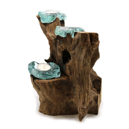 Recycled Glass Triple Candle Holder – Gamal Wood