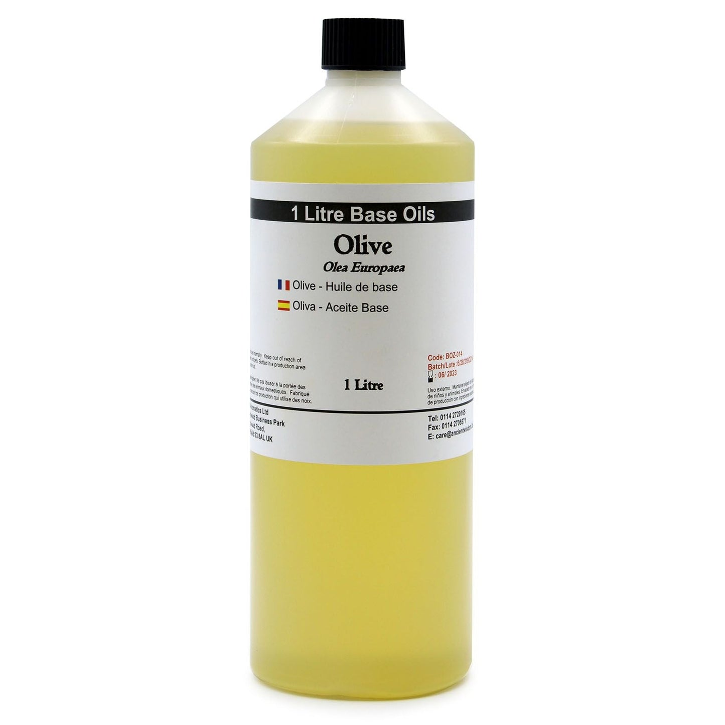 Botella de 1 litro de aceite de oliva puro base para diluir aceites esenciales y cuidado de piel y cabello