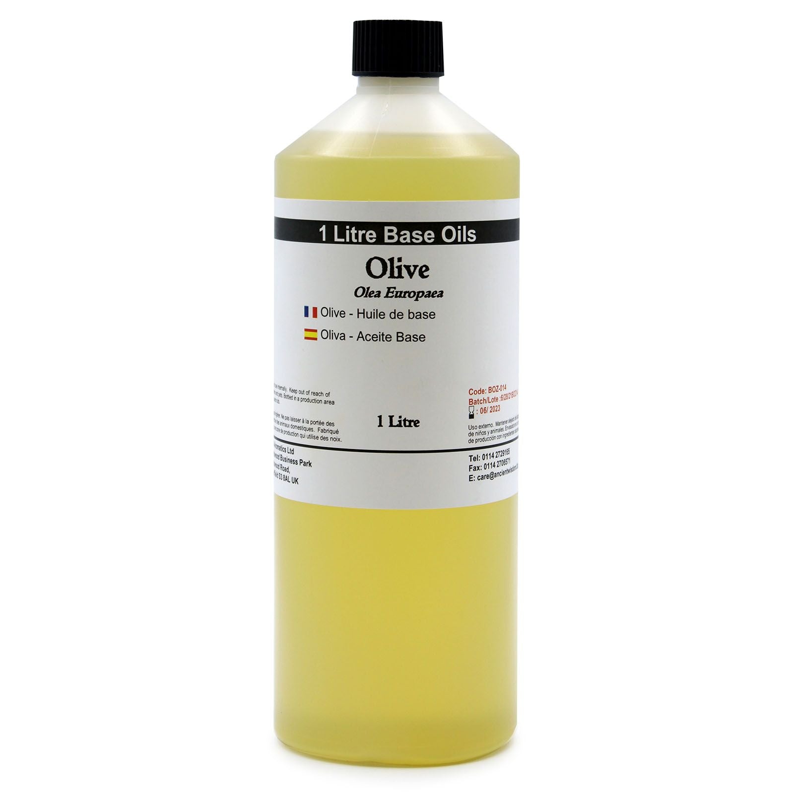 Botella de 1 litro de aceite de oliva puro base para diluir aceites esenciales y cuidado de piel y cabello