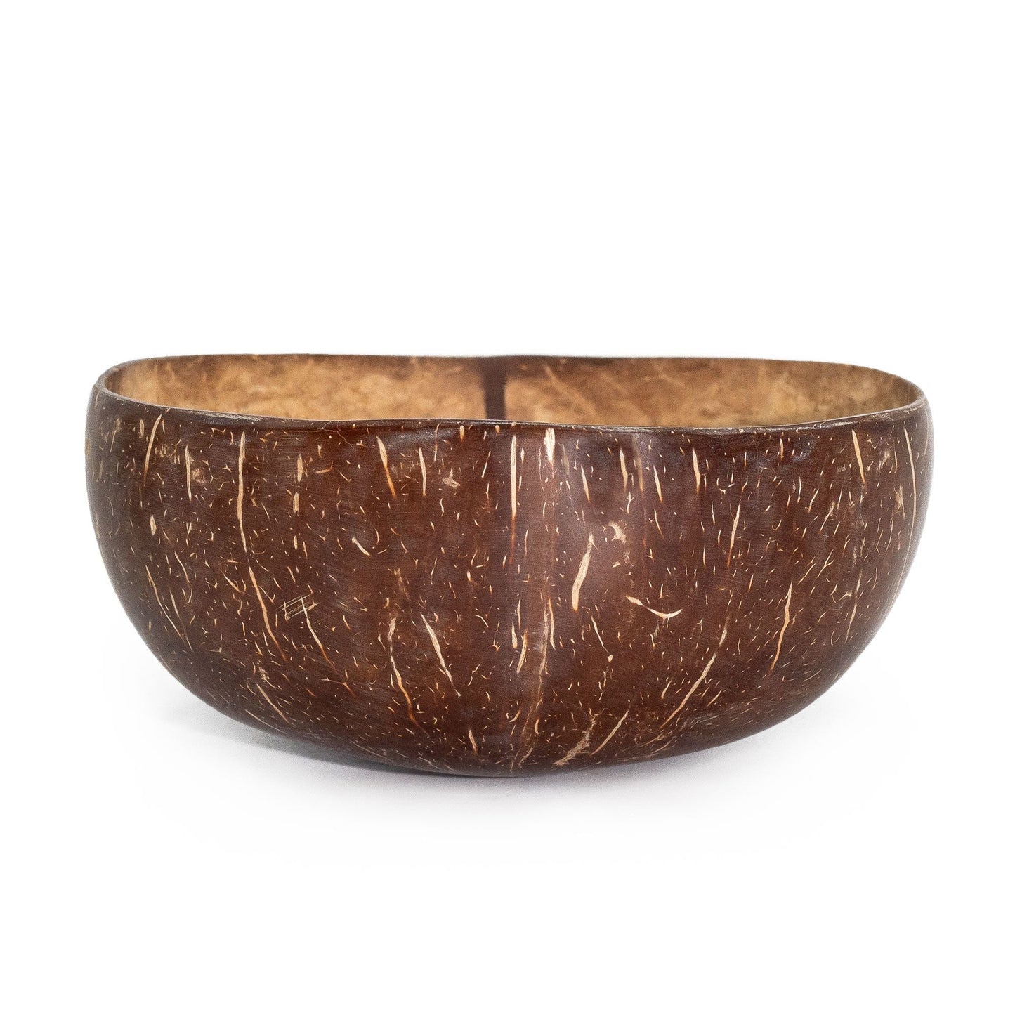 Hand-polished medium natural coconut bowl for candles, resin art, dried flowers, or jewellery storage; handmade in Indonesia