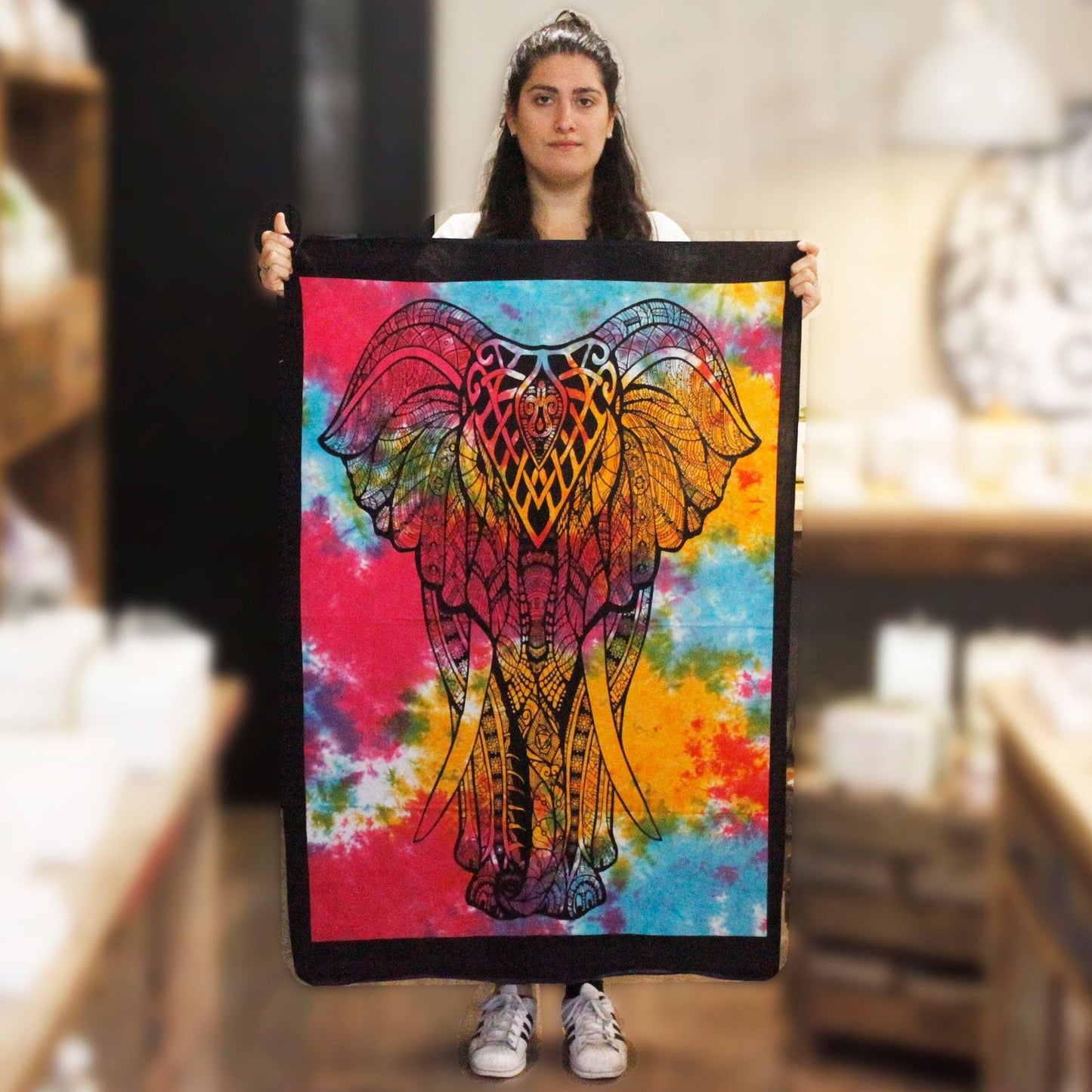 Vibrant Cotton Wall Art – Elephant Design 78x112 CM