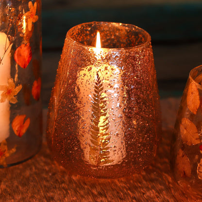 Naturlig Blomster Glas - Stor Skål Ljushållare - Pino - (15x12cm)