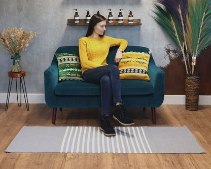 Soft Cotton Indian Rug – 70x170 CM Grey