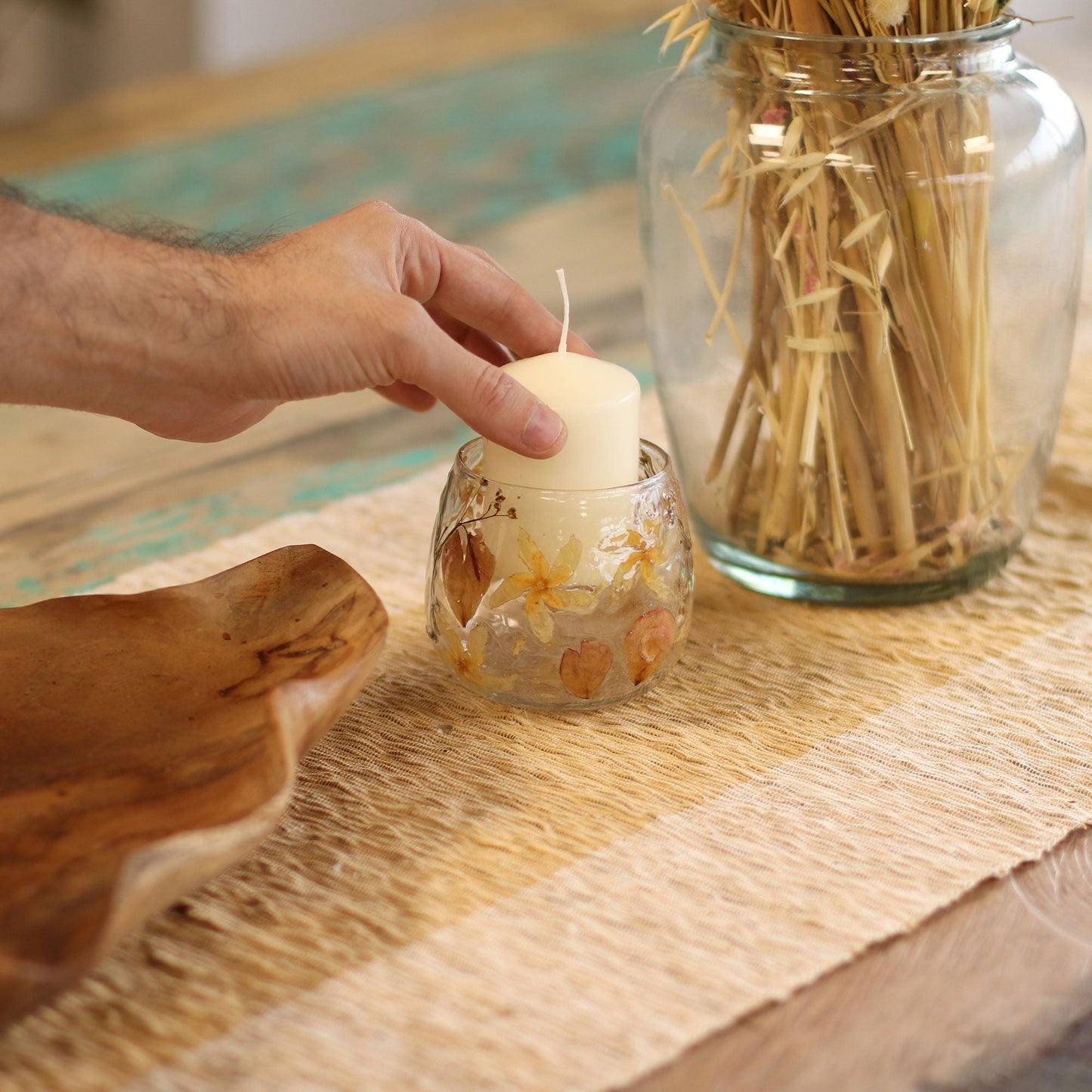 Recycled Glass Candle Holder – Rosa 8x8 CM