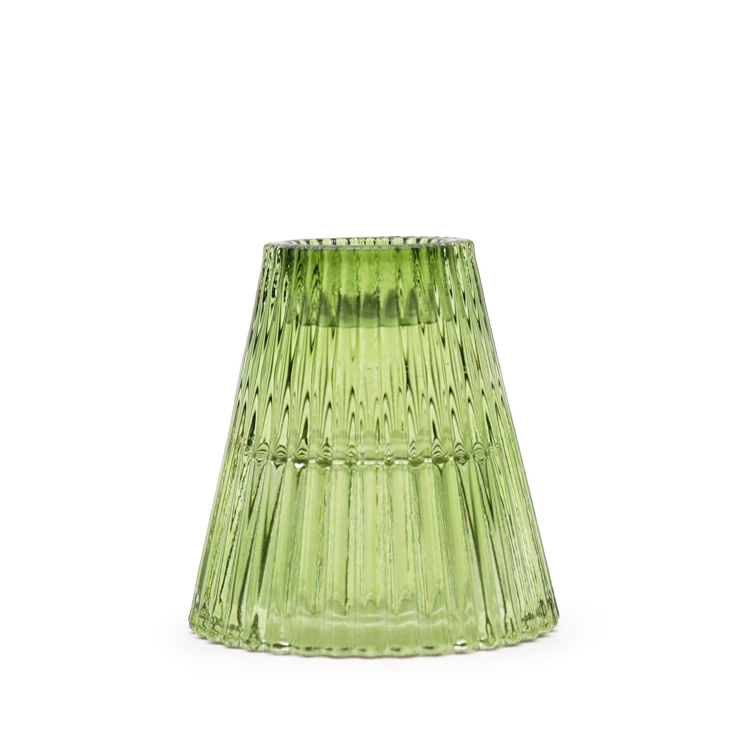 Set of 2 garden jade pressed glass candle holders, 6x6 cm, dual use for dinner candles or tealights