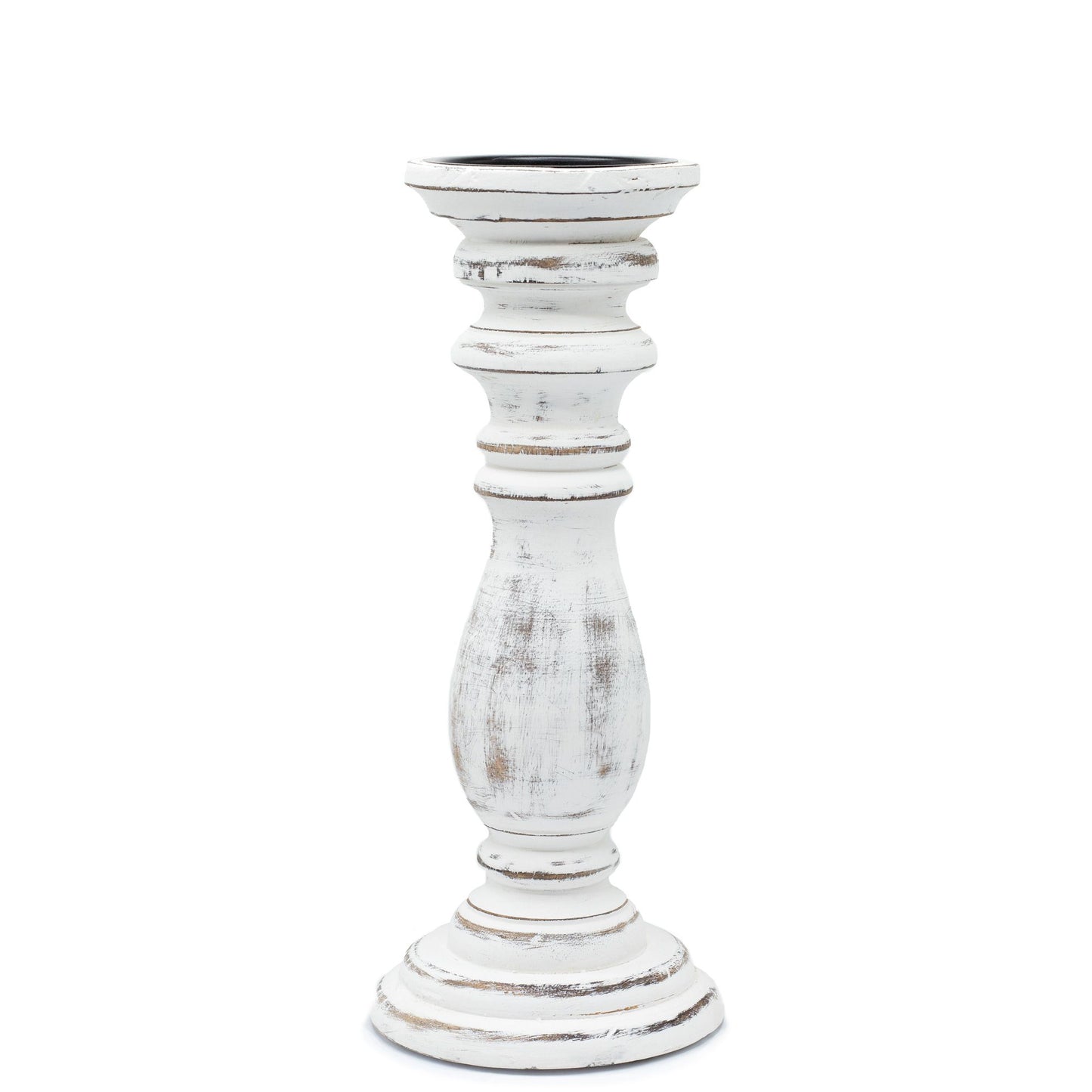 Classic Candle Stand – Whitewash (30 × 10 CM, Medium)