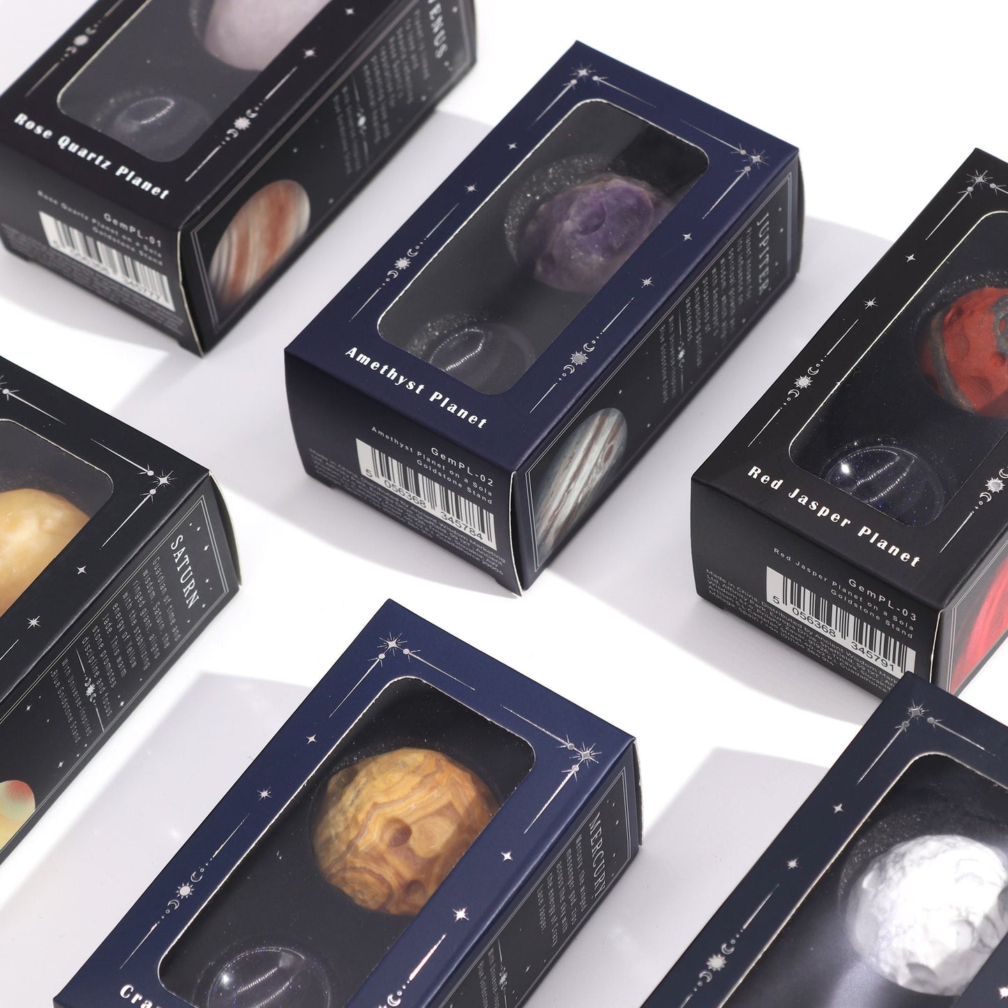 Planeta de Jade Amarillo sobre Soporte de Sola Goldstone - 40mm (soporte de 30x15mm)