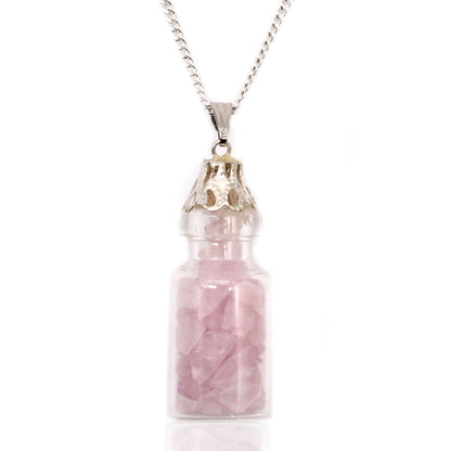 Bottled Gemstones Necklace – Rose Quartz