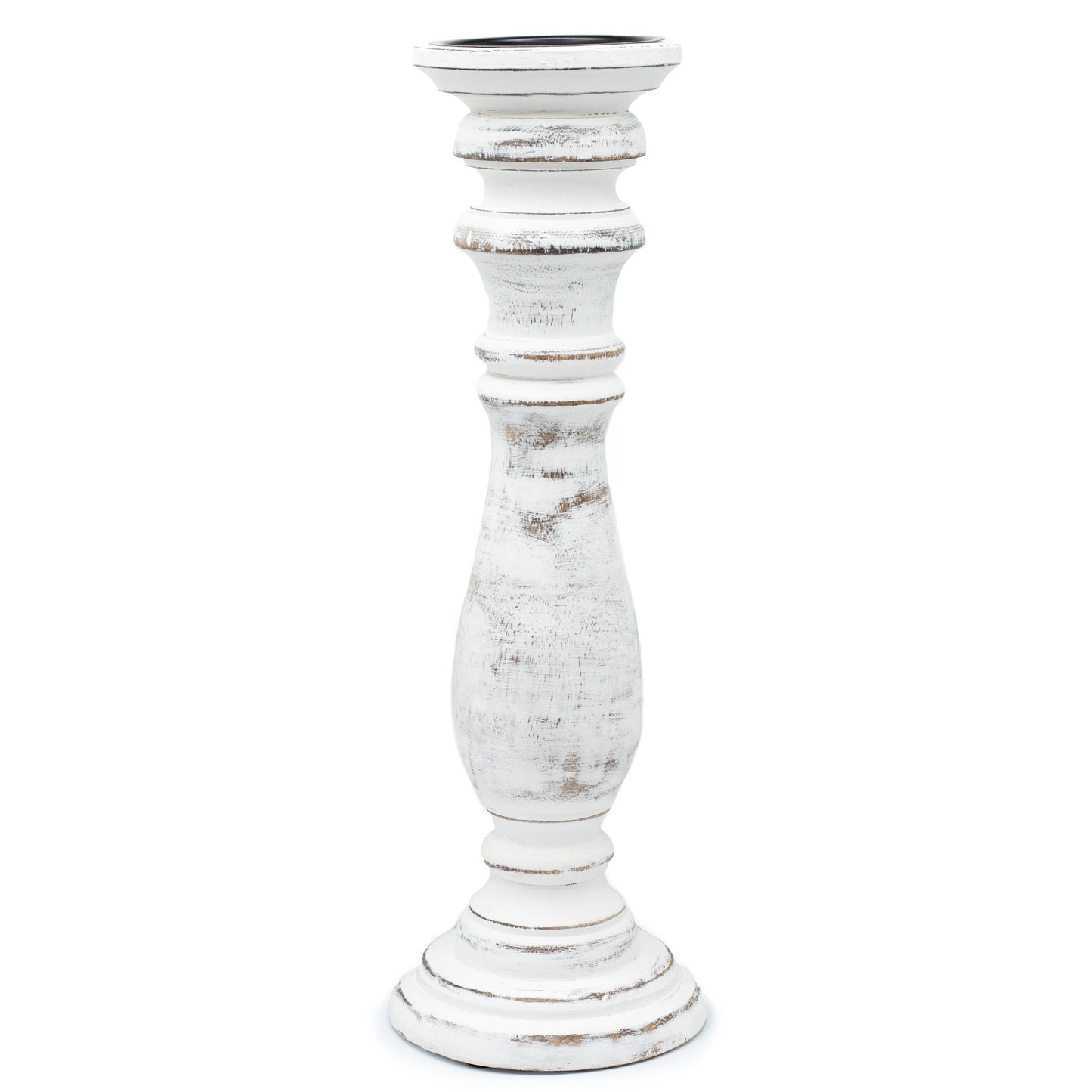 Classic Candle Stand – Whitewash (37 × 10 CM, Large)