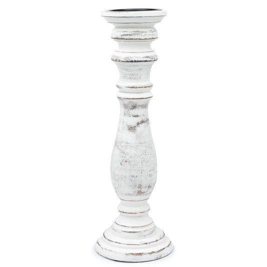 Classic Candle Stand – Whitewash (37 × 10 CM, Large)