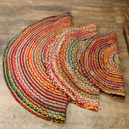 Round Jute and Recycled Cotton Rug – 90 CM