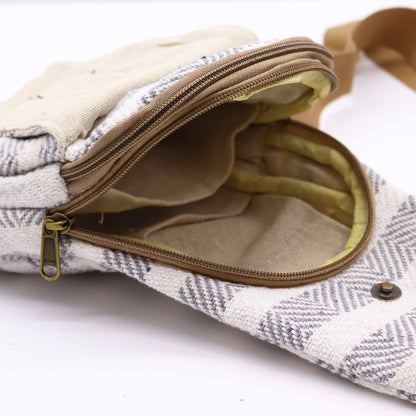 Natural Cotton Cross Body Bag – Grey & White