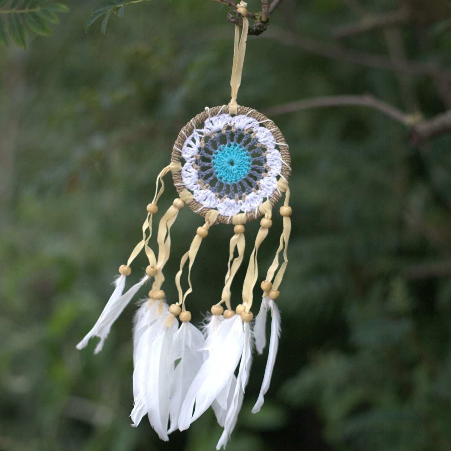 Pastel Blue Cotton Macramé Dream Catcher – 9 CM